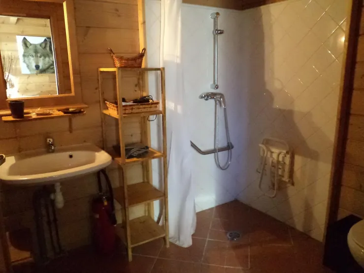 Salle d'eau au rez-de-chaussée avec accès handicapé + toilette