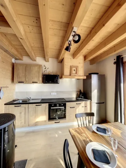 Kitchen and stove.