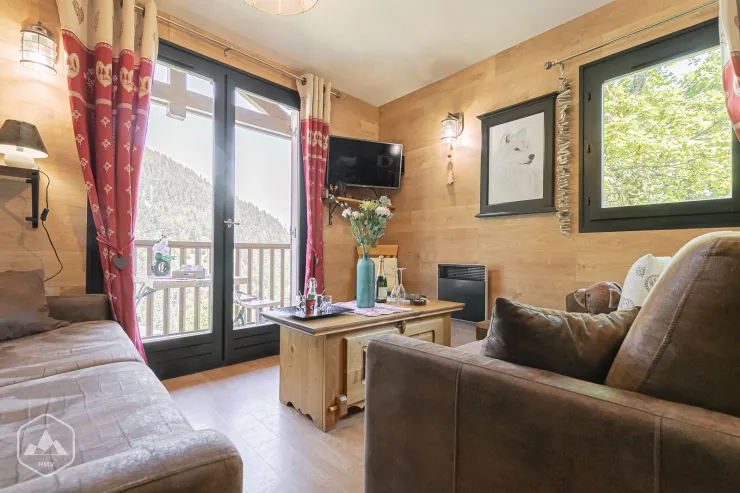 Salon avec ses 2 canapés dont un Bed Express pour 2 personnes avec un vrai matelas