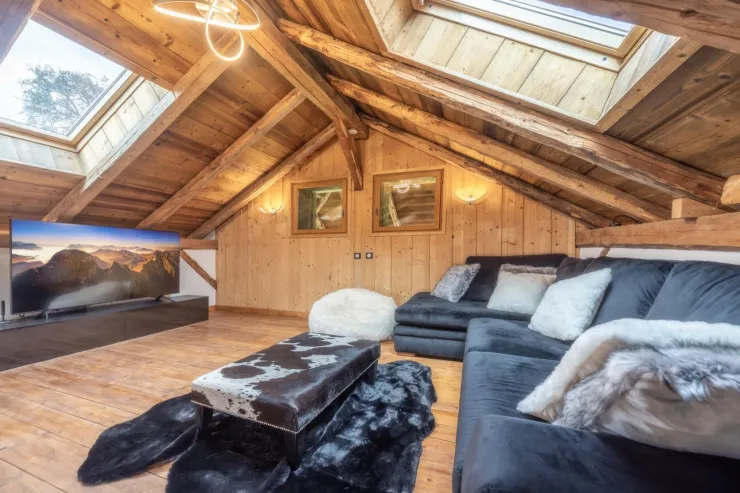 Mezzanine TV room with double sofa bed