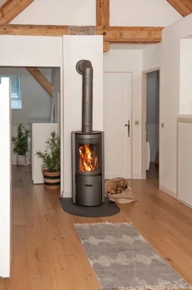 Le poele à bois design de l'appartement