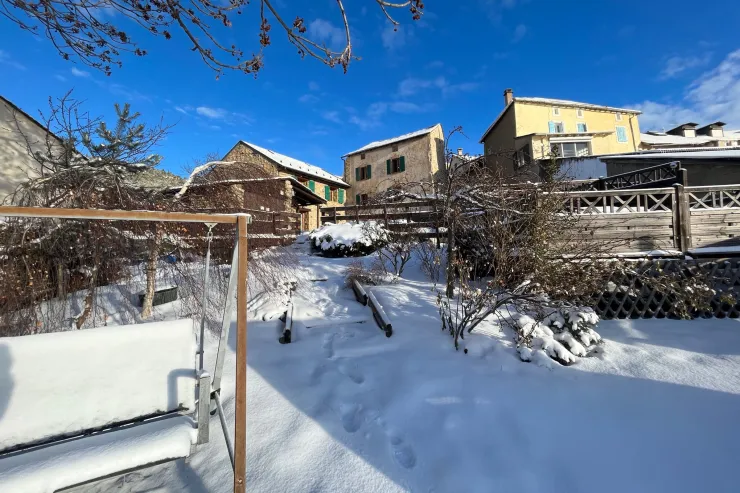 Ferme des Astres view from the garden in winter