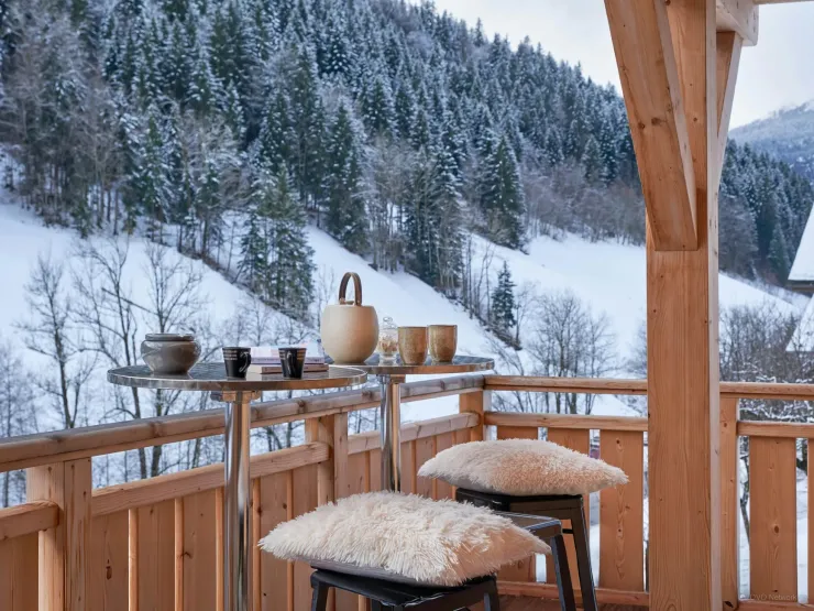 Balcon et vue d'hiver