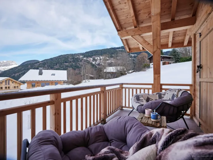 Balcon et vue d'hiver