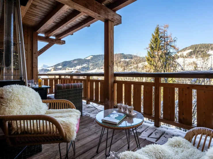 Balcon et vue d'hiver