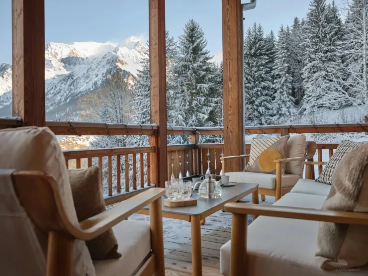 Balcon et vue d'hiver