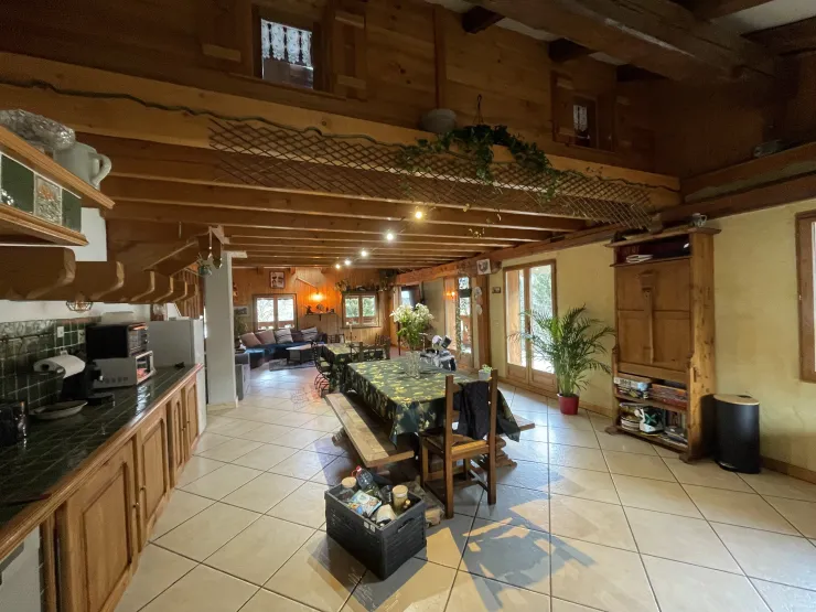 view of the kitchen and living room