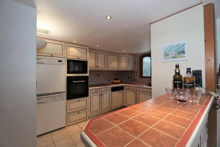 Kitchen bar view, washing machine, tumble dryer, rotating heat oven, microwave, induction hob, dishwasher, refrigerator, freezer, etc