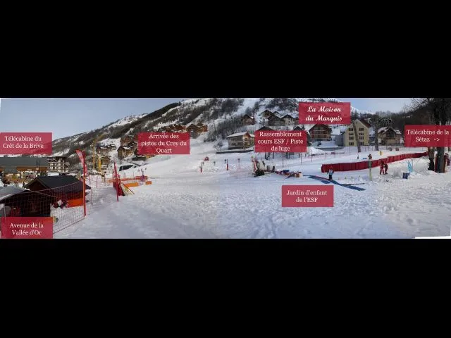 Ideal pour les familles, le jardin d enfant de l ESF, la piste de luge, le rassemeblement des cours et les remontees mecaniques a proximite immediate.