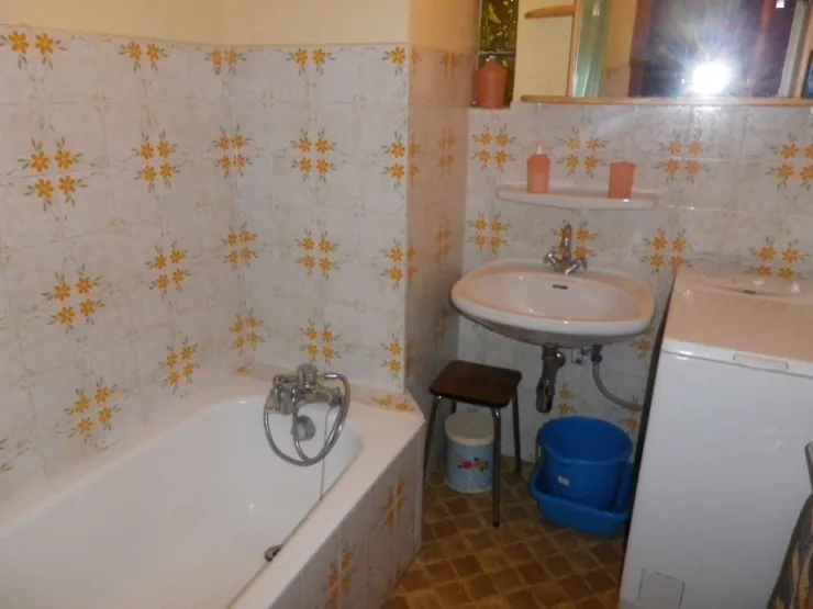 salle de bain avec baignoire, lave-linge (WC séparé)