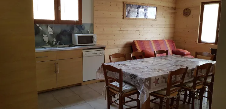 Kitchen, dining room, living room