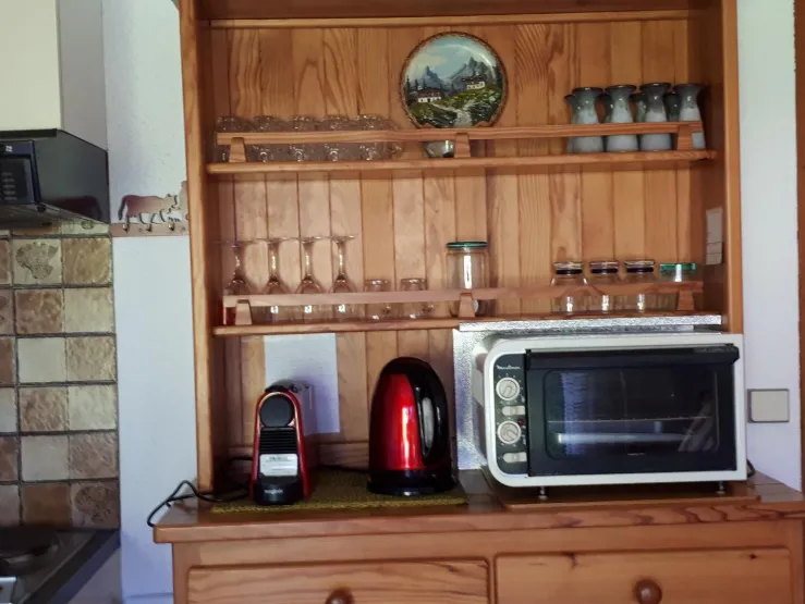 mini-oven, coffee machine, kettle