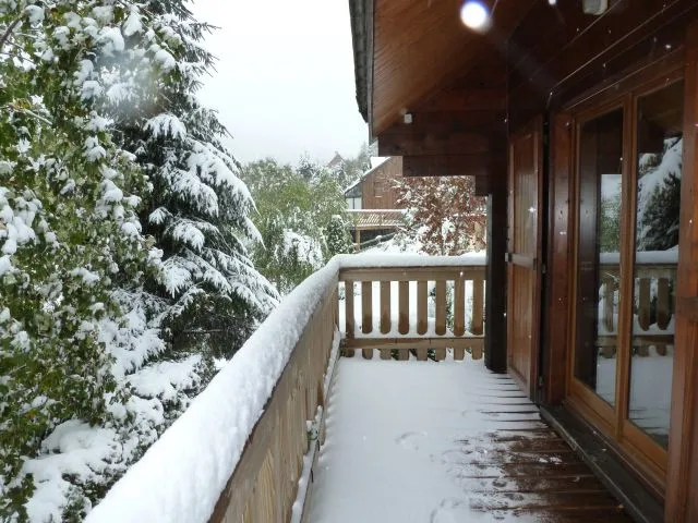 La terrasse sous la neige.