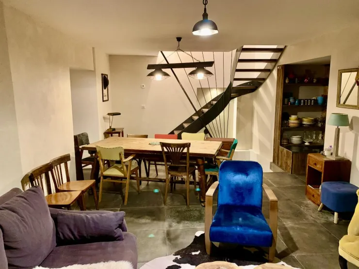 Living room seen from the living room. Table with extension for 12 people.