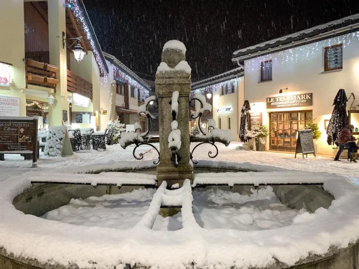 The village, Shops, cinema, and ski lifts are 150 meters from the apartement and without stairs.