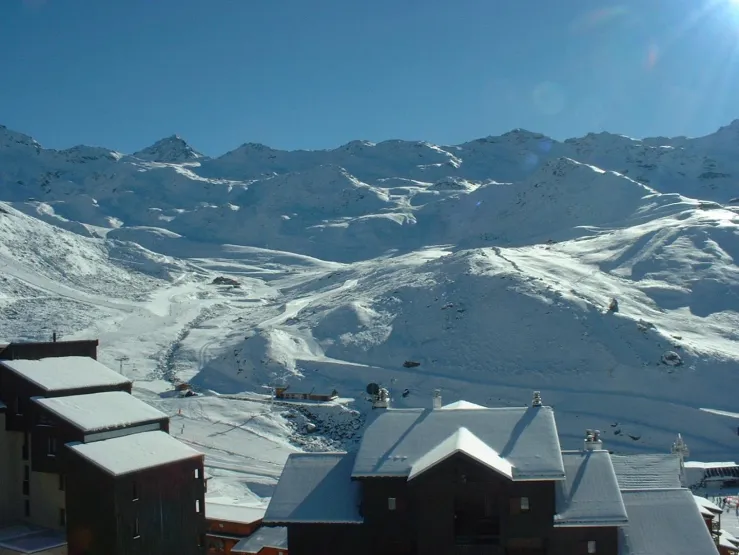 Vue du balcon , les pistes de skis en direct ....