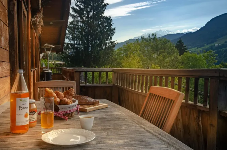 Terrasse avec vue sur le Mont-Blanc